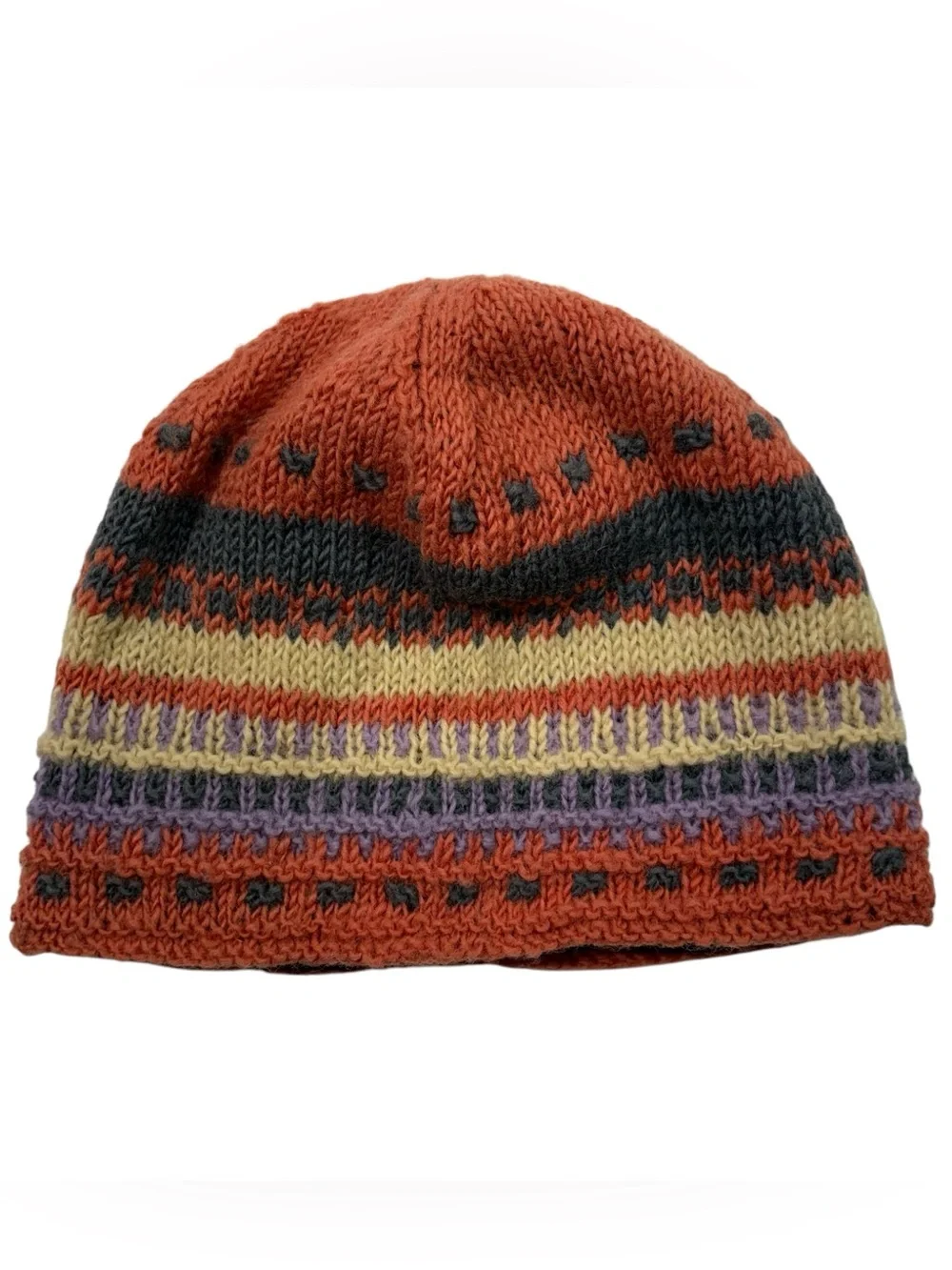 Rising Tide 100% Wool Striped Colorful Knit Unisex Fleece Lined Beanie Toboggan